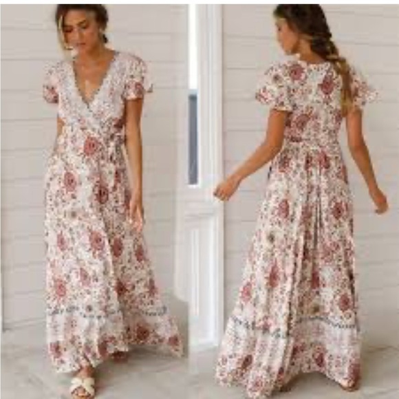 Bohemian wrap maxi dress size S Small - Picture 2 of 7